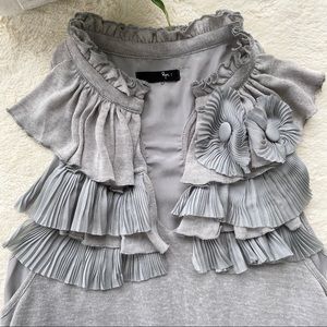 Ryu gray pleated layered ruffle tunic tank top